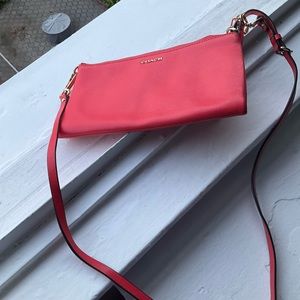 Coach red saffiano leather crossbody